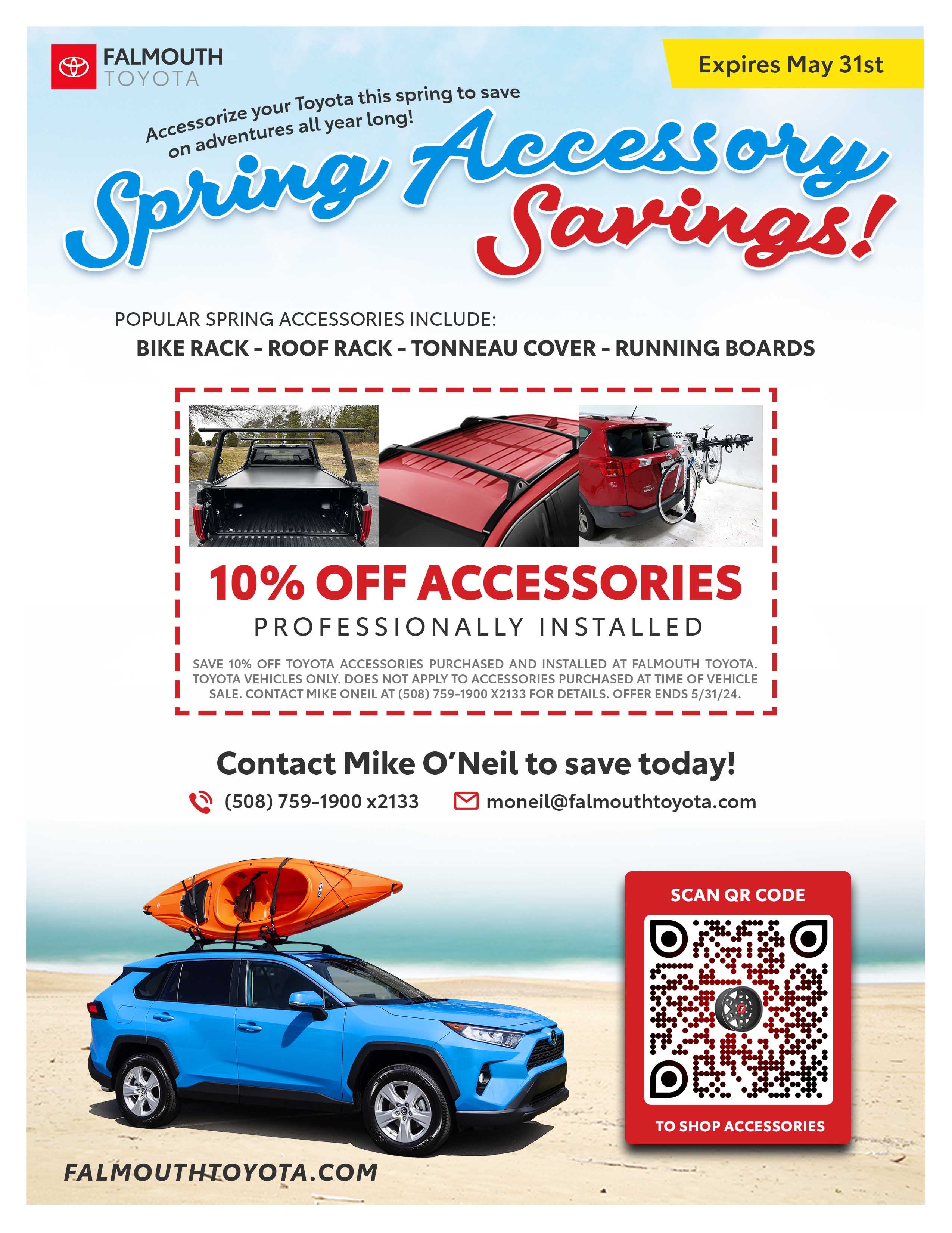 Spring Accessories Savings - Professionally Installed by our team at Falmouth Toyota of Bourne, MA - Cape Cod